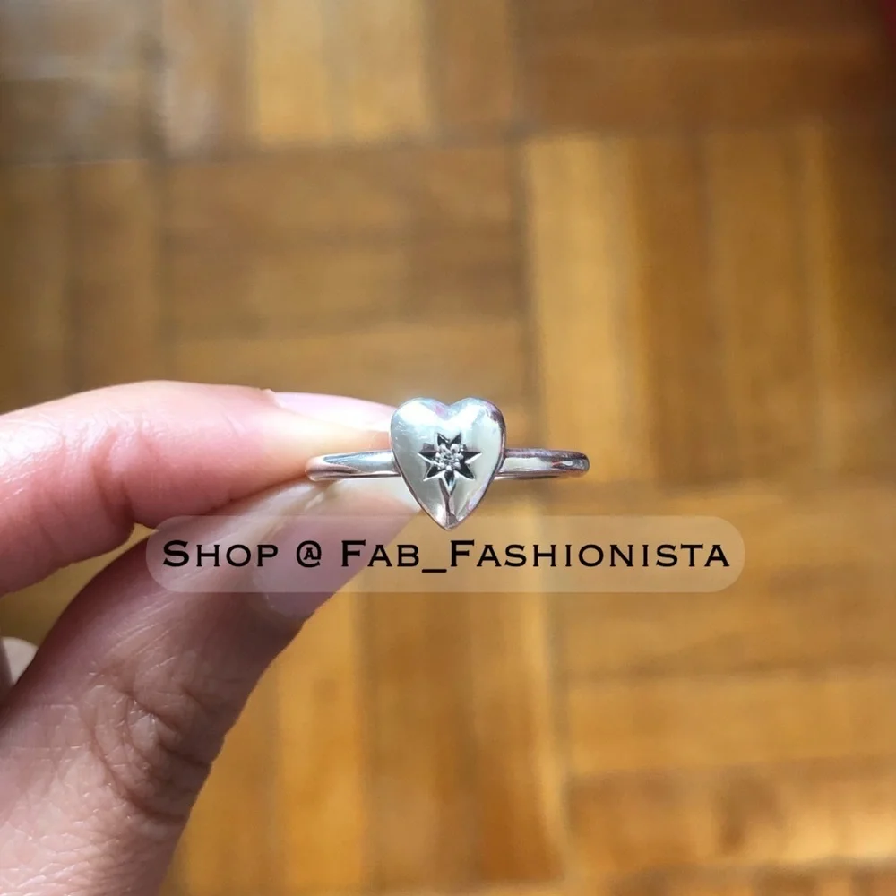 Kendra Scott Sterling Silver Diamond Heart Ring